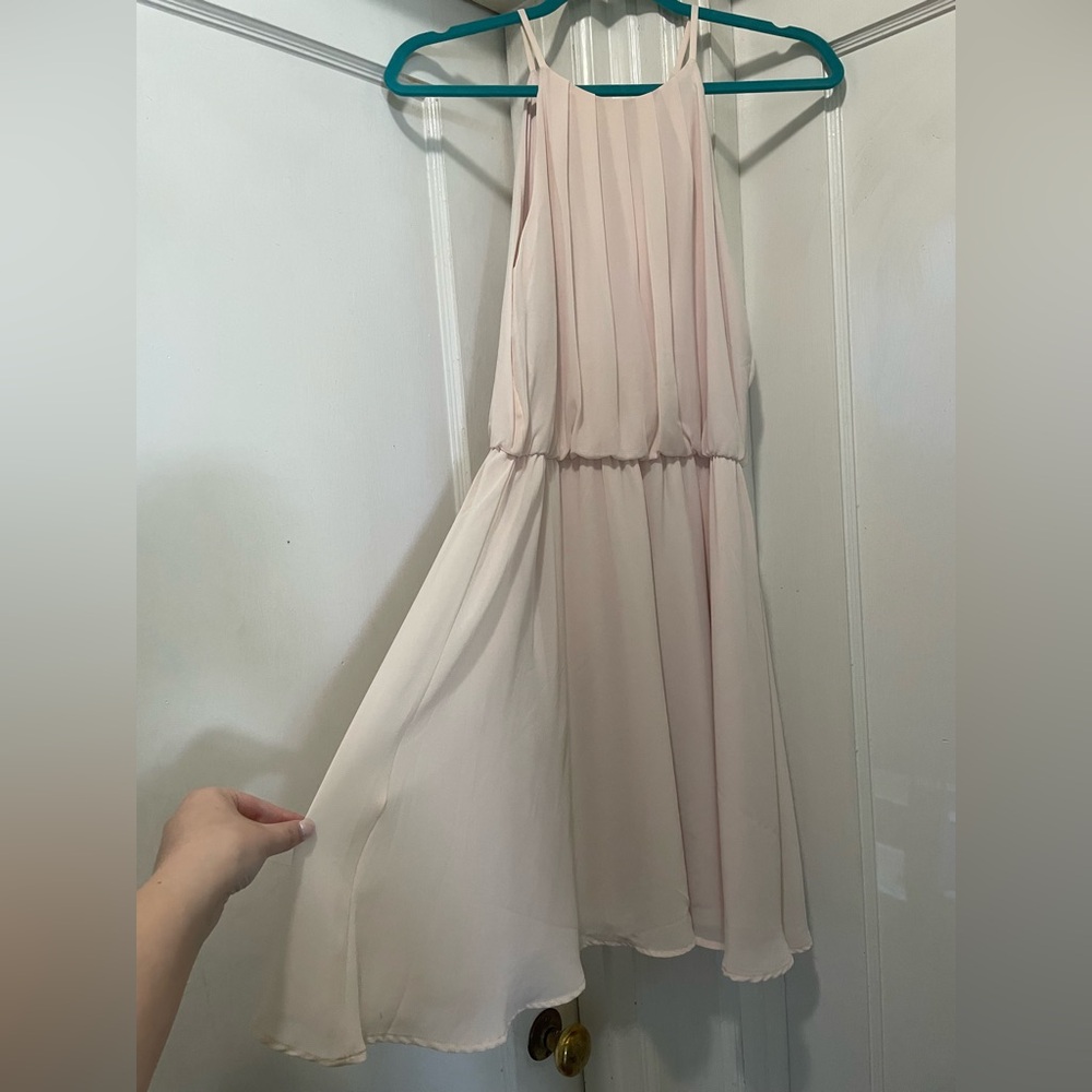 Lush baby pink chiffon mini dress